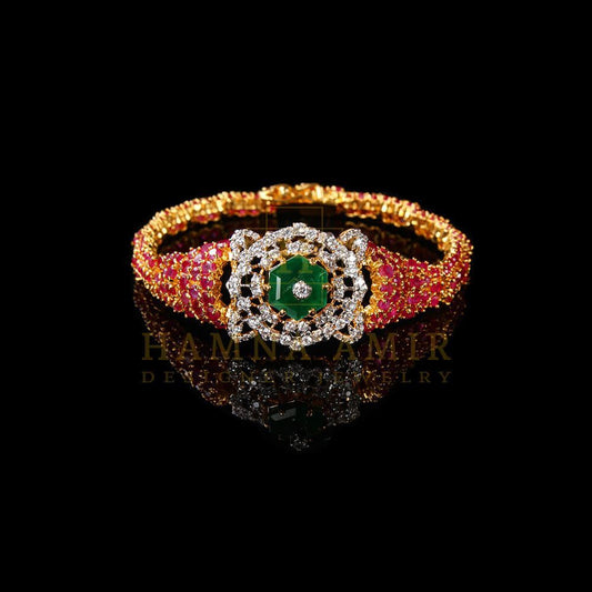 Ruby emerald and zircon bracelet (Each)