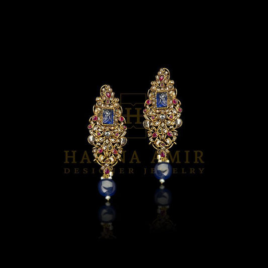 Sapphire and polki earrings