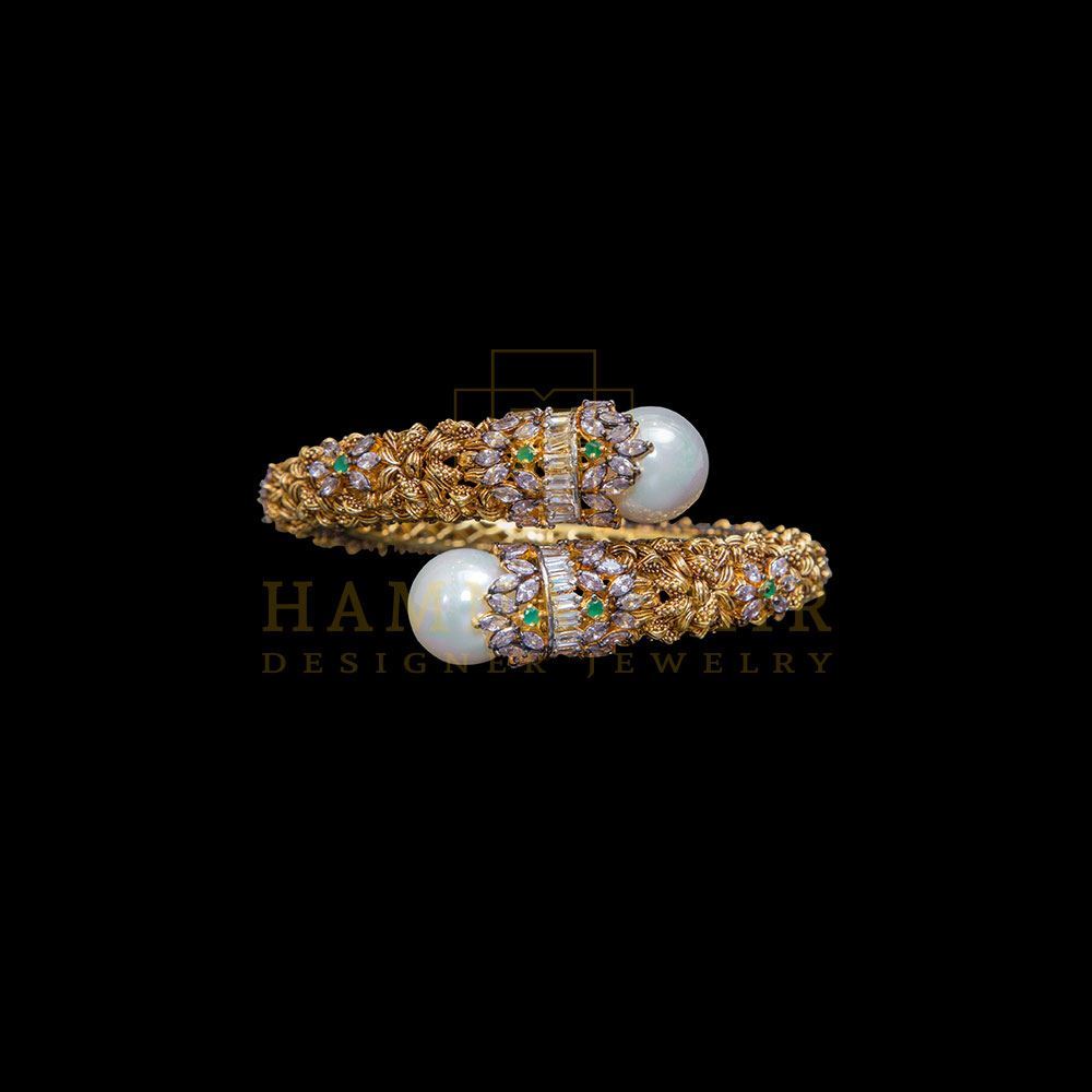 Statement jeweled pearl bangle (Each)